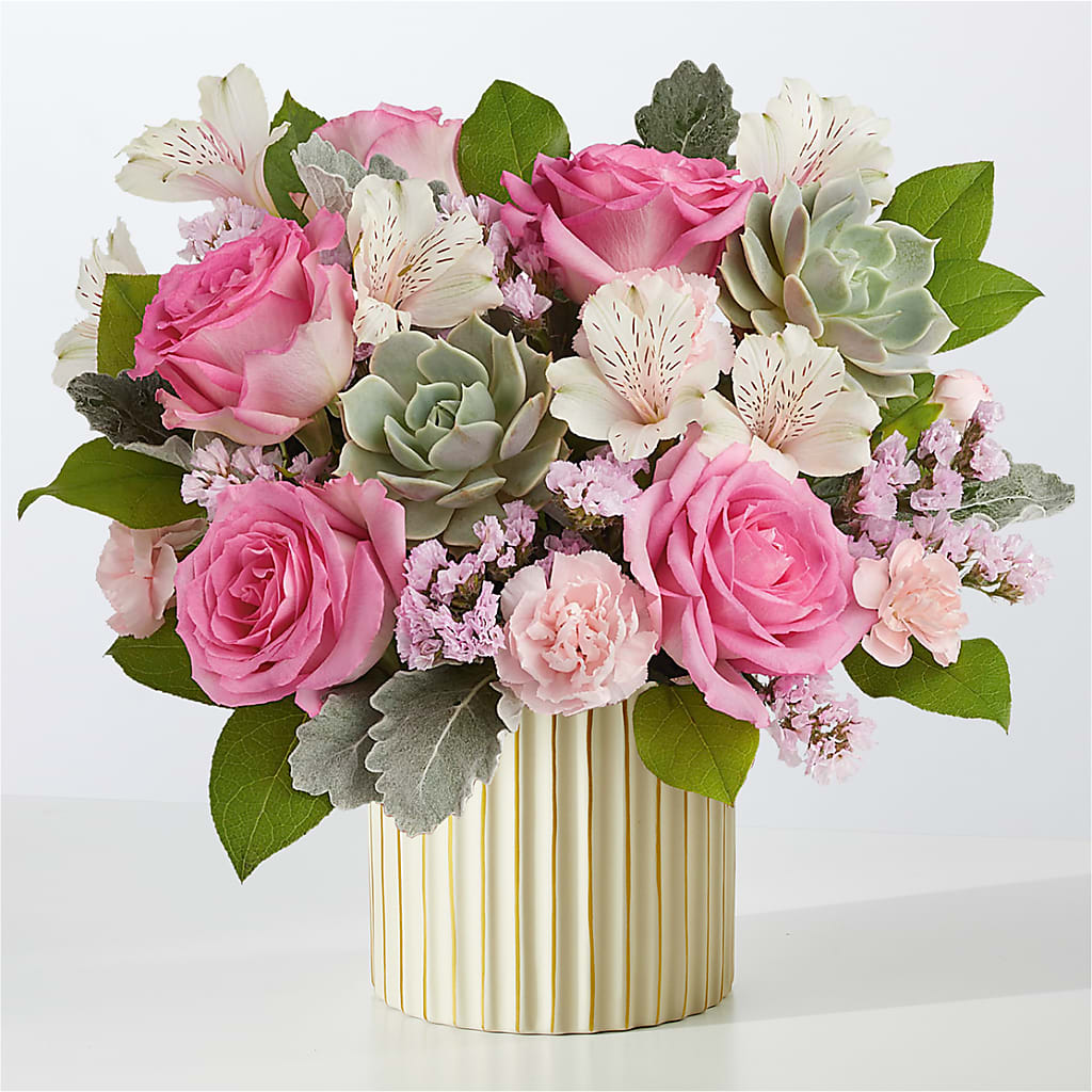 Dusty Rose Bouquet with Ivory Vase – MY LADY'S FLORIST, Westland MI