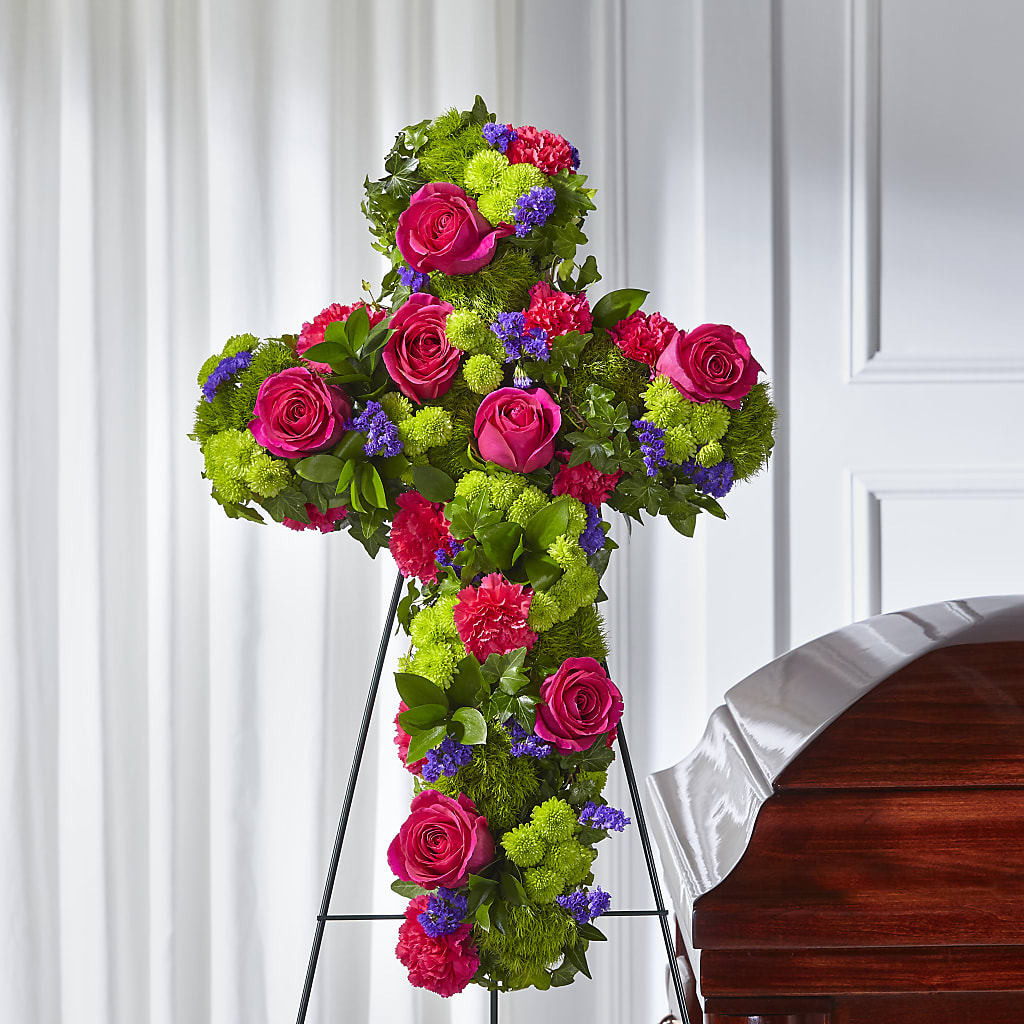 Tribute Rose Floral Cross – MY LADY'S FLORIST, Westland MI