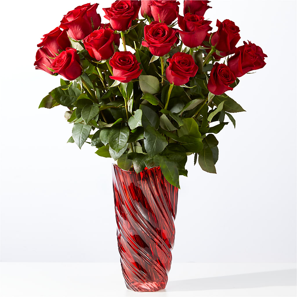 Classic Love Red Rose Bouquet with Luxe Swirl Vase – MY LADY'S FLORIST, Westland MI