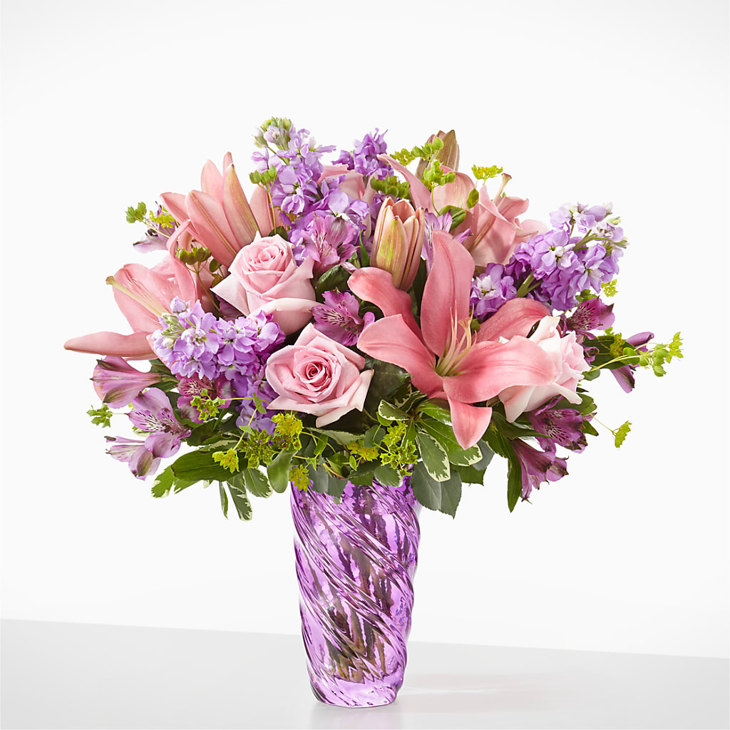 Precious Petals Bouquet with Luxe Swirl Vase – MY LADY'S FLORIST, Westland MI