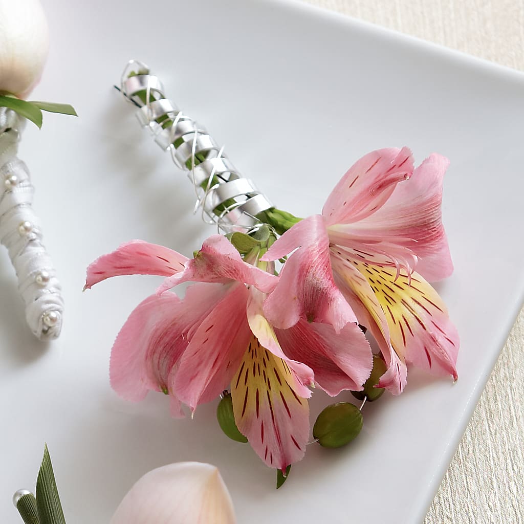 Pink Peruvian Lily Boutonniere – MY LADY'S FLORIST, Westland MI