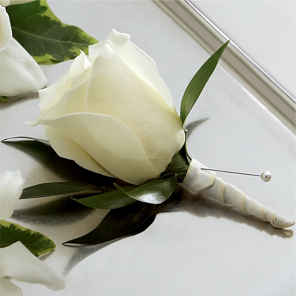 White Rose Boutonniere – MY LADY'S FLORIST, Westland MI