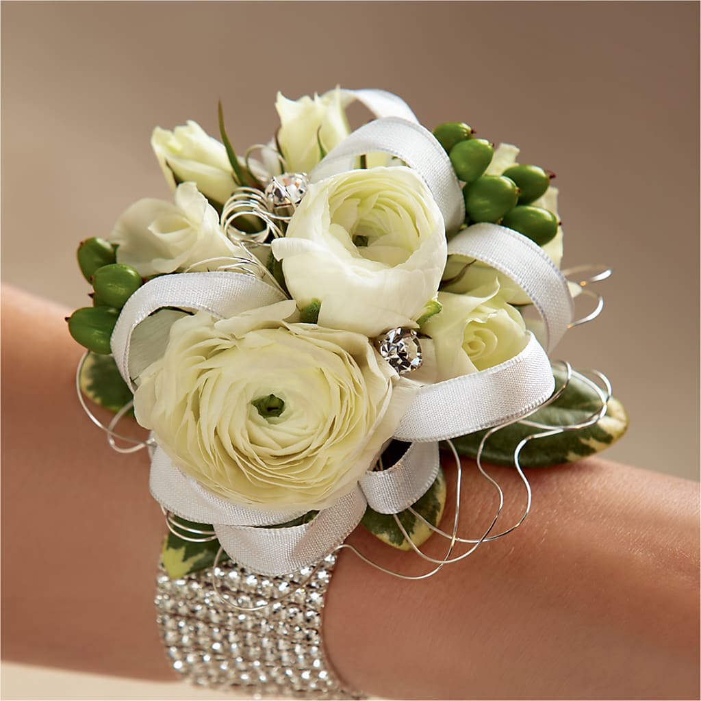 White Wedding Corsage – MY LADY'S FLORIST, Westland MI
